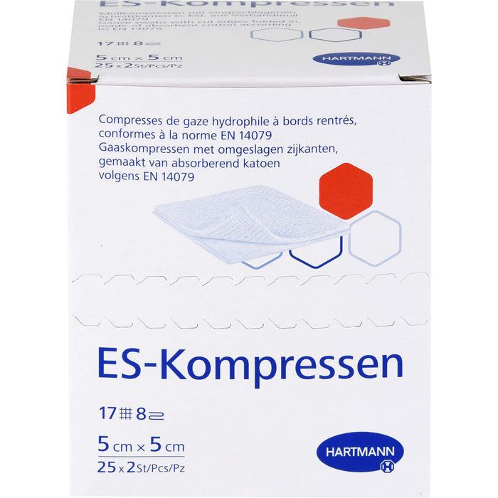 HARTMANN ES-Kompressen steril 5 cm x 5 cm Mullkompressen, 50 pcs. Compresses