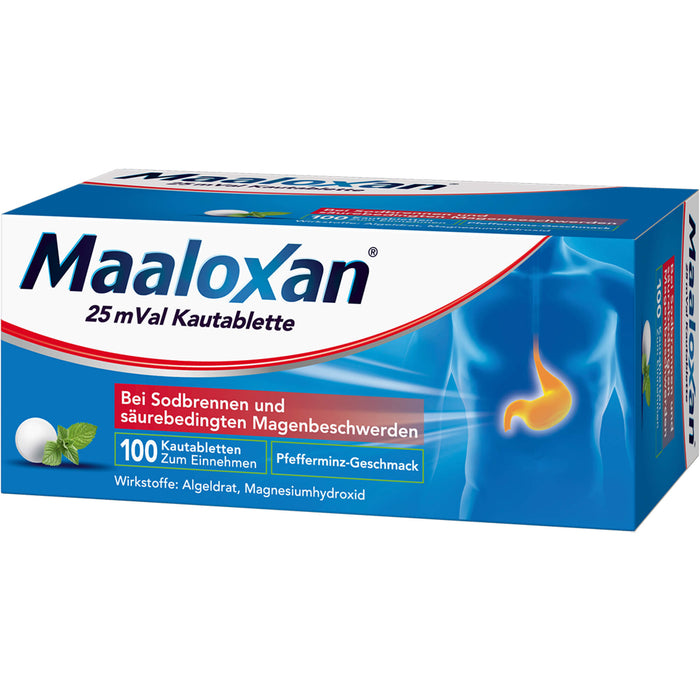 Maaloxan 25 mVal Kautabletten bei Sodbrennen, 100 pc Tablettes