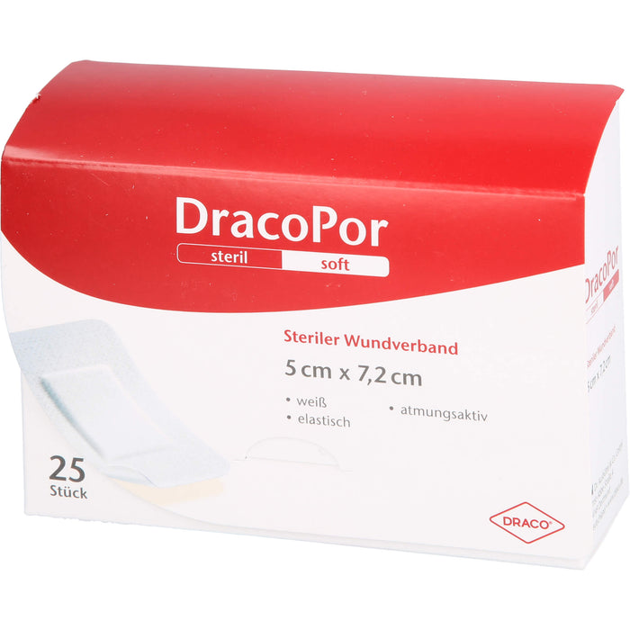 DracoPor soft weiß 7,2 cm x 5 cm steriler Wundverband, 25 pcs. Wound dressings