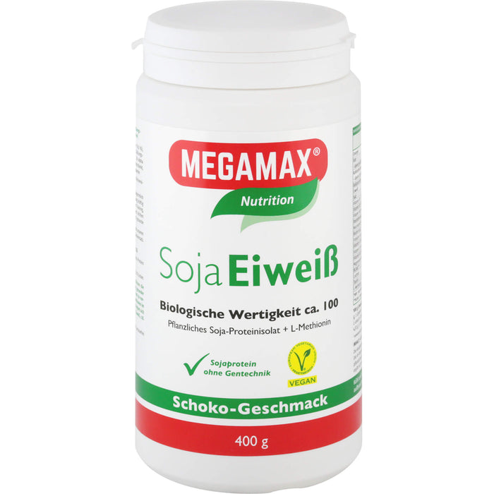 MEGAMAX Nutrition Soja Eiweiß Pulver Schoko-Geschmack, 400 g Poudre