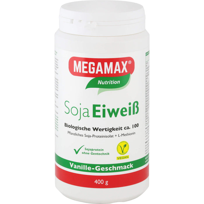 MEGAMAX Nutrition Soja Eiweiß Pulver Vanille-Geschmack, 400 g Poudre