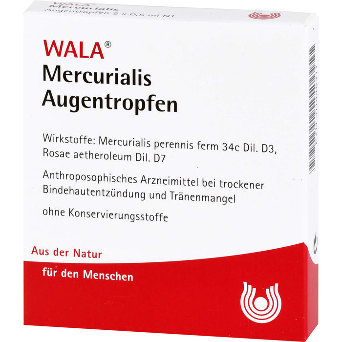 WALA Mercurialis Augentropfen bei trockener Bindehautentzündung und Tränenmangel, 5 pc Solution