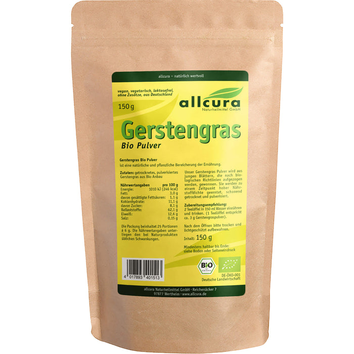 allcura Gerstengras Bio Pulver, 150 g Powder