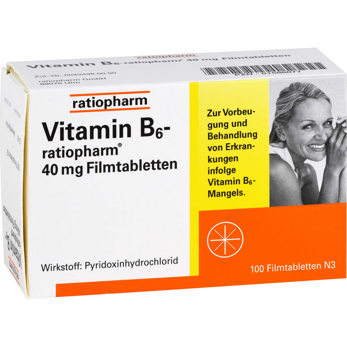 Vitamin B6-ratiopharm 40 mg Filmtabletten, 100 pcs. Tablets