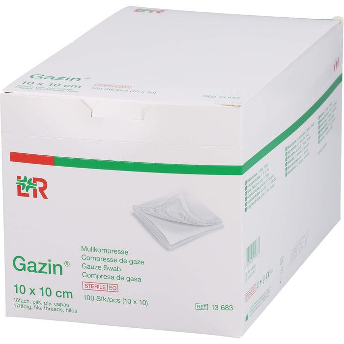 Gazin Kompressen steril 10x10cm, 10X10 St KOM