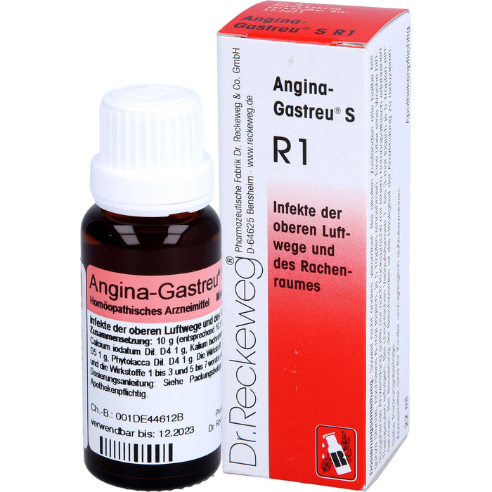 Dr.Reckeweg Angina-Gastreu S R1 Mischung bei Infekten der oberen Luftwege und des Rachenraumes, 22 ml Mischung