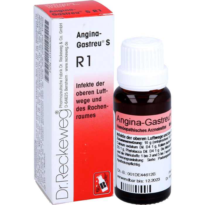 Dr.Reckeweg Angina-Gastreu S R1 Mischung bei Infekten der oberen Luftwege und des Rachenraumes, 22 ml Mischung