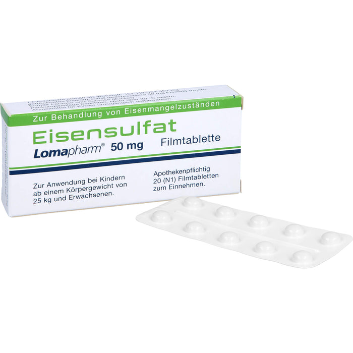 Eisensulfat Lomapharm 50 mg, Filmtablette, 20 St. Tabletten