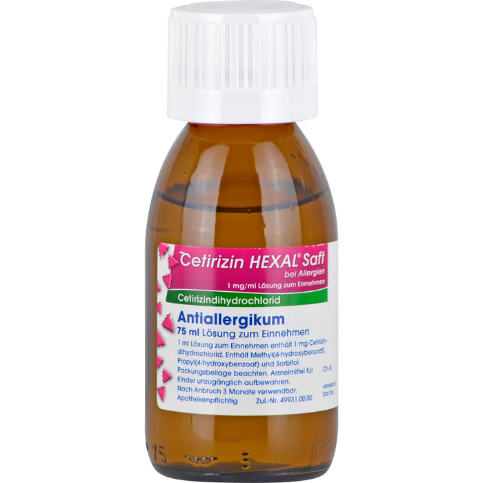 Cetirizin HEXAL Saft bei Allergien, 75 ml Solution