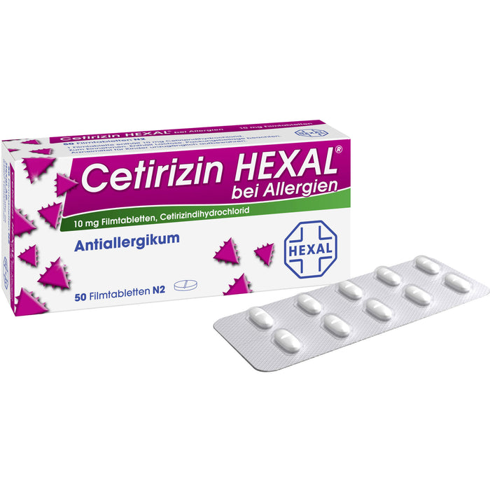 Cetirizin HEXAL Tabletten bei Allergien, 50 pcs. Tablets