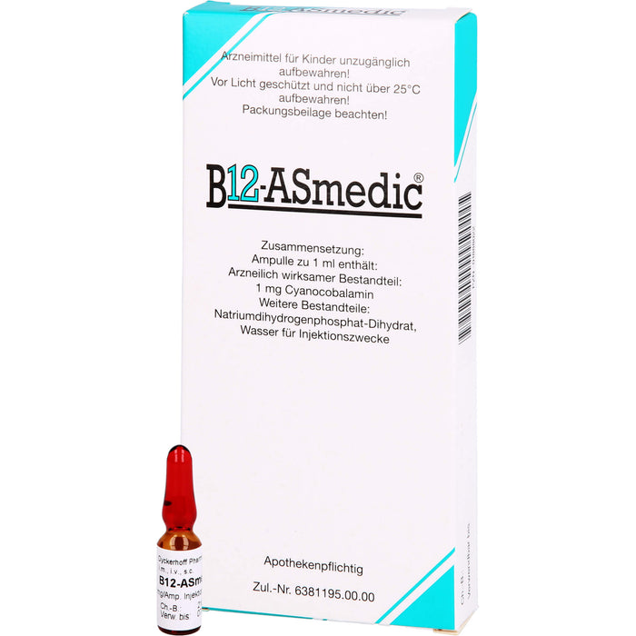 B 12 ASmedic, Injektionslösung mit 1 mg Cyanocobalamin / Ampulle, 10X1 ml ILO