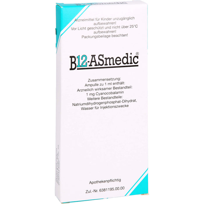 B 12 ASmedic, Injektionslösung mit 1 mg Cyanocobalamin / Ampulle, 10X1 ml ILO