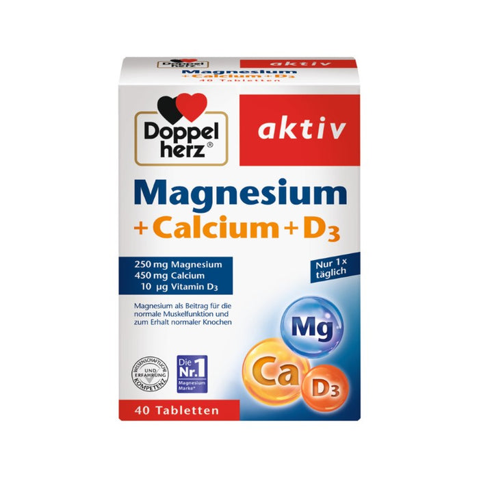 Doppelherz Magnesium + Calcium + D3, 40 St TAB