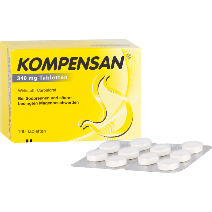 KOMPENSAN 340 mg Tabletten bei Sodbrennen und säurebedingten Magenbeschwerden, 100 pcs. Tablets