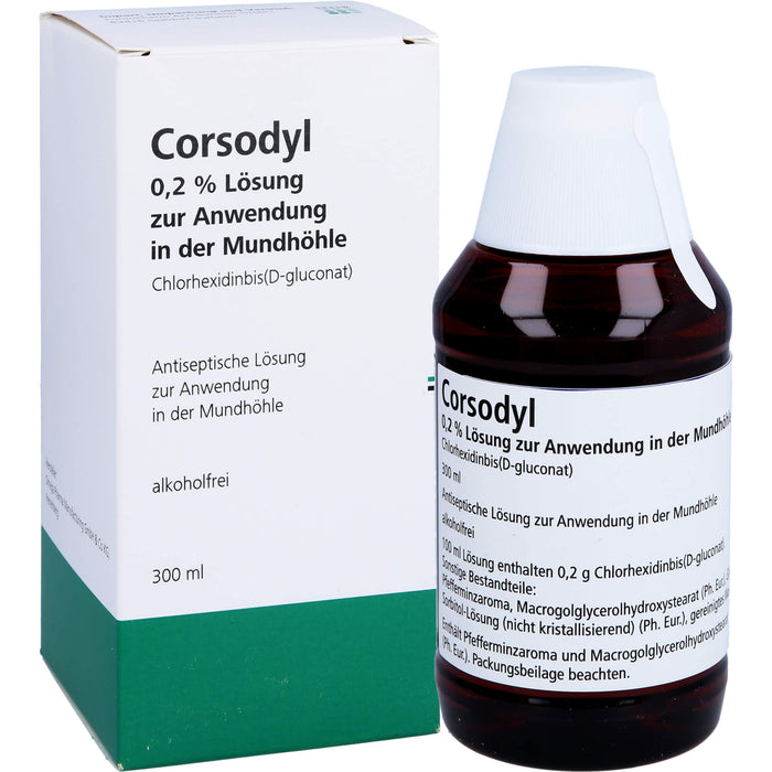 CORSODYL Lösung zum Spülen des Mund- und Rachenraumes Reimport EurimPharm, 300 ml Lösung