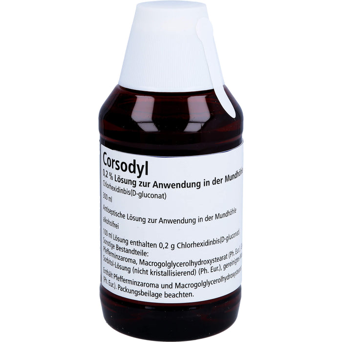 CORSODYL Lösung zum Spülen des Mund- und Rachenraumes Reimport EurimPharm, 300 ml Lösung