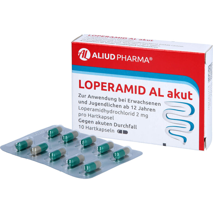 Loperamid AL akut Kapseln gegen akuten Durchfall, 10 pcs. Capsules