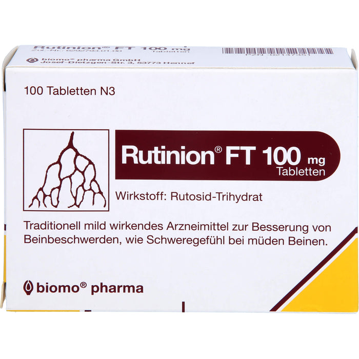 Rutinion FT 100 mg Tabletten zur Besserung von Beinbeschwerden, wie Schweregefühl bei müden Beinen, 100 pcs. Tablets