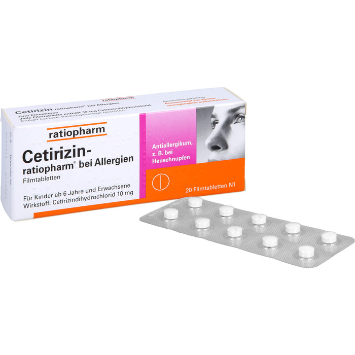 Cetirizin-ratiopharm 10 mg bei Allergien Filmtabletten, 20 pc Tablettes