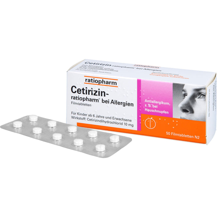 Cetirizin-ratiopharm 10 mg bei Allergien Filmtabletten, 50 St. Tabletten