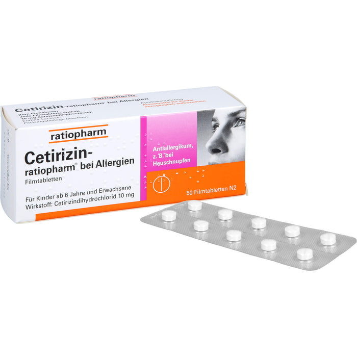 Cetirizin-ratiopharm 10 mg bei Allergien Filmtabletten, 50 pcs. Tablets