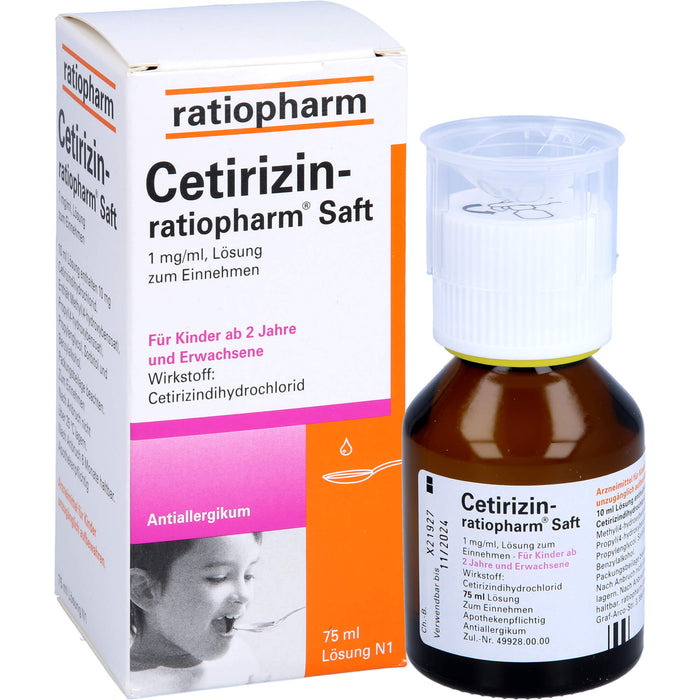 Cetirizin-ratiopharm Saft Antiallergikum, 75 ml Solution