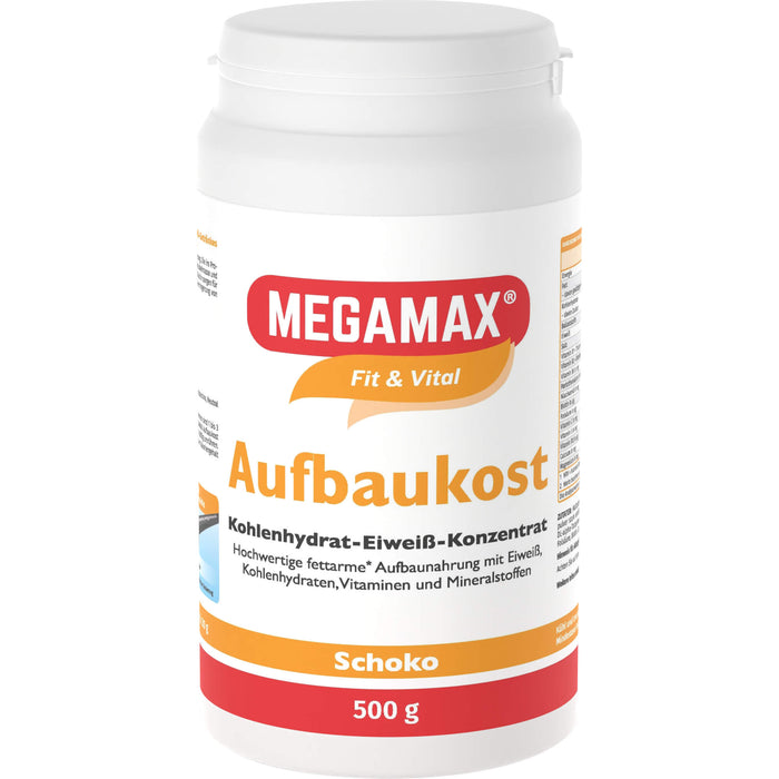 MEGAMAX Aufbaukost Kohlenhydrat-Eiweiß-Konzentrat Schoko-Geschmack, 500 g Poudre