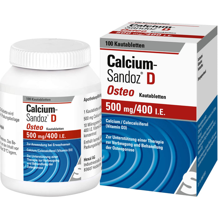 Calcium-Sandoz D Osteo 500 mg/400 I.E. Kautabletten, 100 pc Tablettes