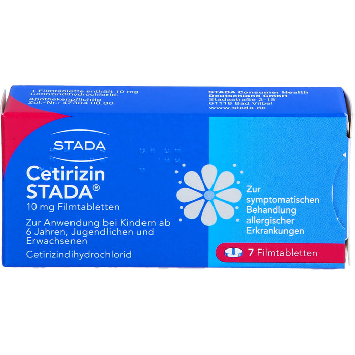 Cetirizin STADA 10 mg Filmtabletten zur symptomatischen Behandlung allergischer Erkrankungen, 7 pcs. Tablets