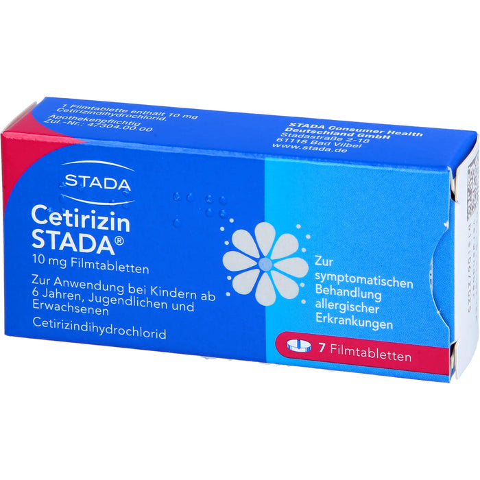 Cetirizin STADA 10 mg Filmtabletten zur symptomatischen Behandlung allergischer Erkrankungen, 7 pc Tablettes