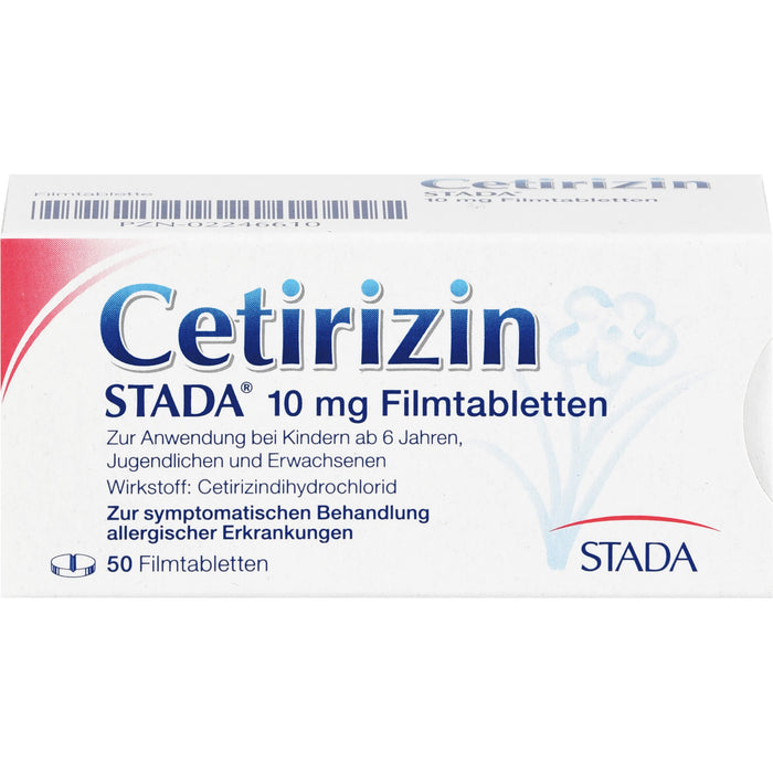 Cetirizin STADA 10 mg Filmtabletten zur symptomatischen Behandlung allergischer Erkrankungen, 50 pcs. Tablets