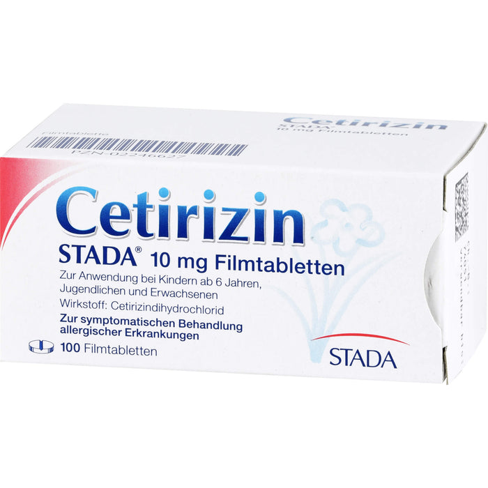 Cetirizin STADA 10 mg Filmtabletten zur symptomatischen Behandlung allergischer Erkrankungen, 100 pc Tablettes