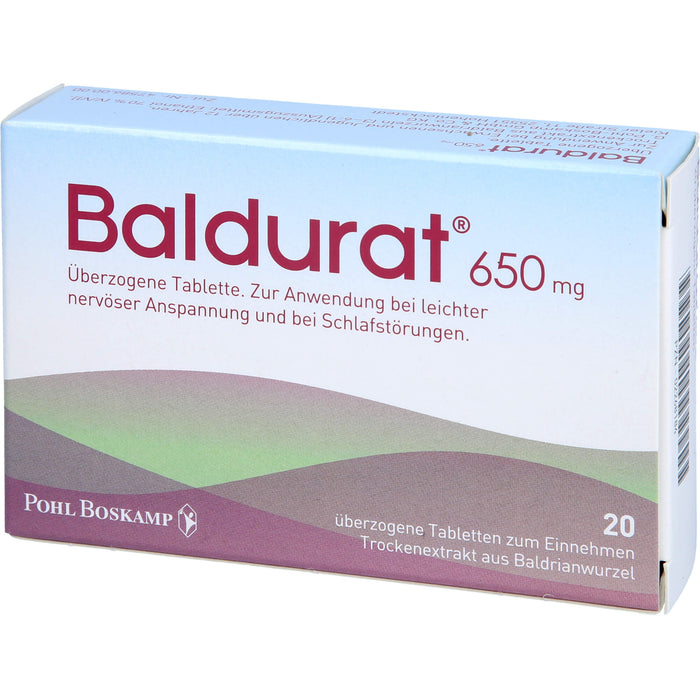 Baldurat 650 mg Tabletten bei leichter nervöser Anspannung und bei Schlafstörungen, 20 St. Tabletten