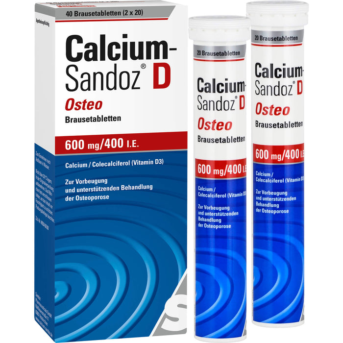 Calcium-Sandoz D Osteo 600 mg/400 I.E. Brausetabletten, 40 pcs. Tablets