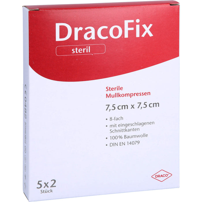 DracoFix Mullkompressen steril 8fach 7,5 x 7,5 cm, 10 pcs. Compresses