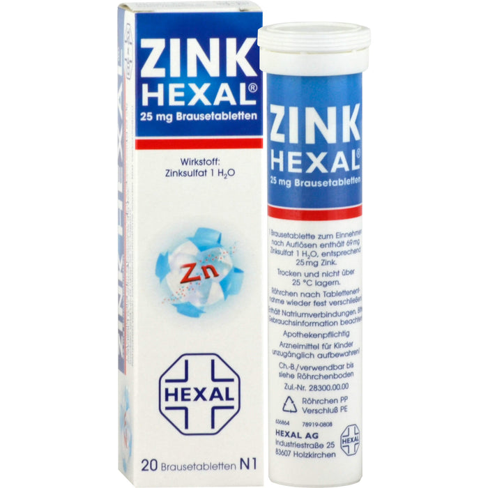 Zink HEXAL 25 mg Brausetabletten, 20 pc Tablettes