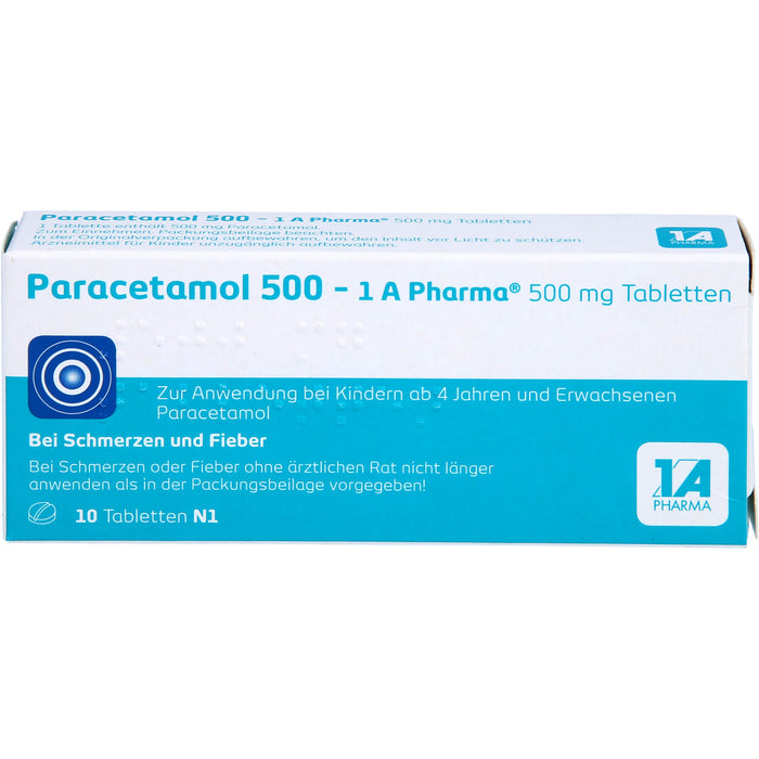 Paracetamol 500 - 1 A Pharma Tabletten, 10 pc Tablettes