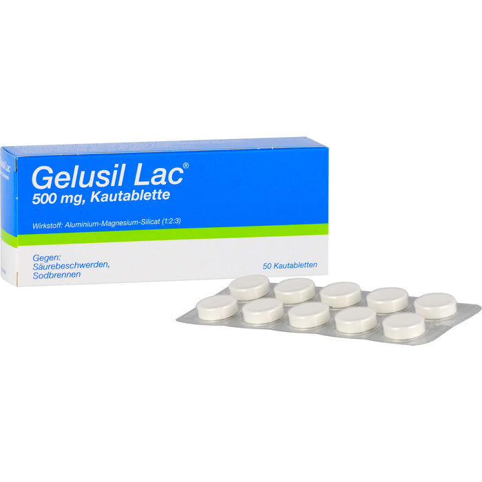 Gelusil Lac Kautabletten gegen Säurebeschwerden, Sodbrennen, 50 St. Tabletten