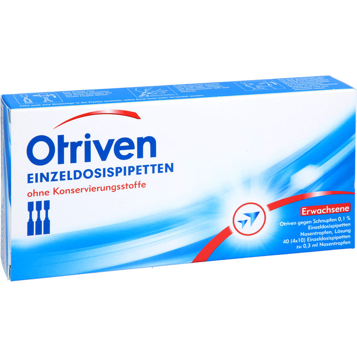 Otriven 0,1 % ohne Konservierungsstoffe Einzeldosispipetten für Erwachsene, 40 pc Pipettes à dose unique