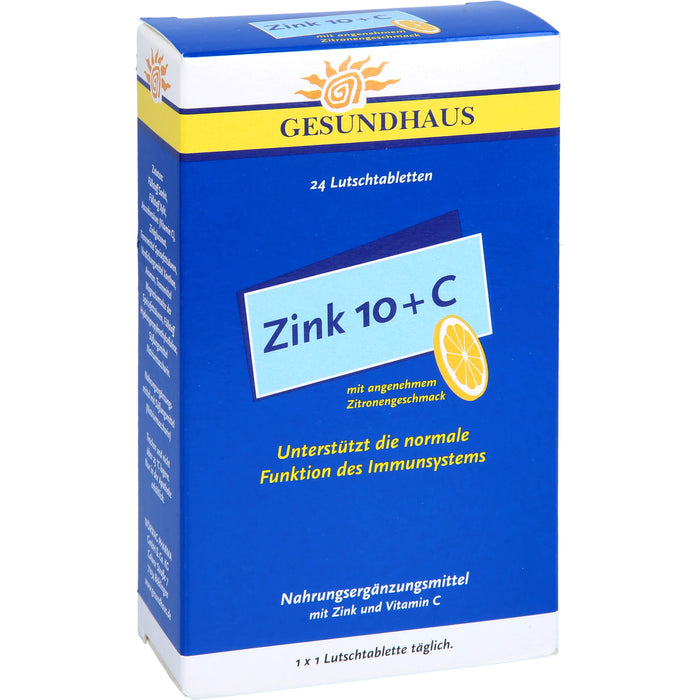 GESUNDHAUS Zink 10 + C Lutschtabletten, 24 pc Tablettes