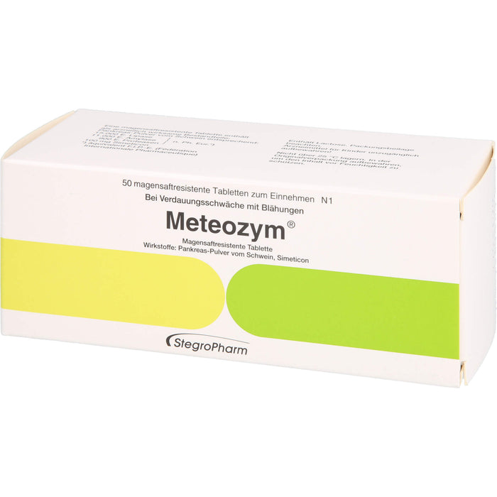 Meteozym Tabletten bei Verdauungsschwäche mit Blähungen, 50 pc Tablettes