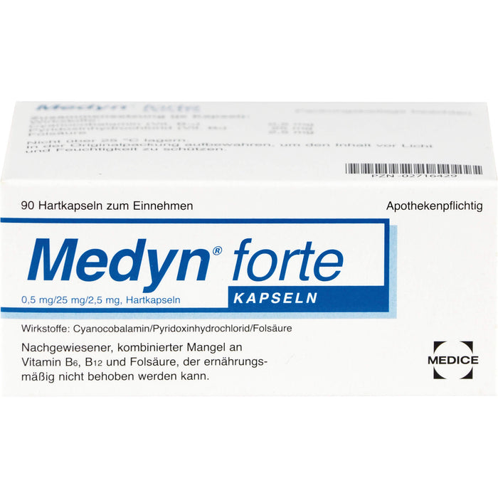 Medyn forte Kapseln bei nachgewiesener, kombinierter Mangel an B6, B12 und Folsäure, 90 pc Capsules