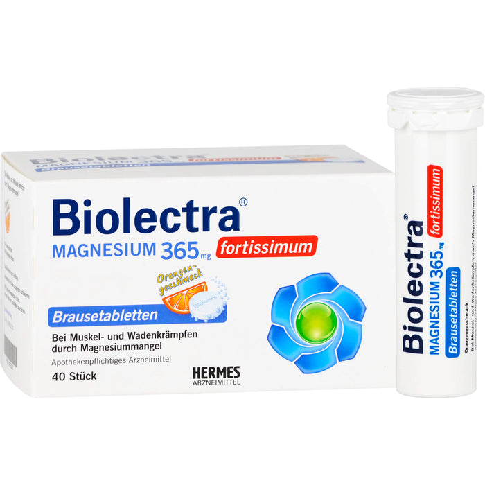 Biolectra Magnesium 365 mg fortissimum Brausetabletten Orangengeschmack, 40 pc Tablettes