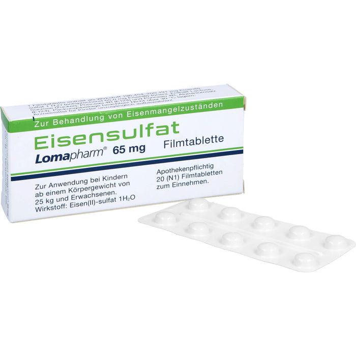 Eisensulfat Lomapharm 65 mg Filmtabletten, 20 pcs. Tablets