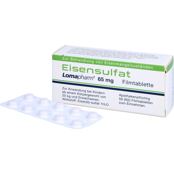 Eisensulfat Lomapharm 65 mg Filmtabletten, 50 St. Tabletten