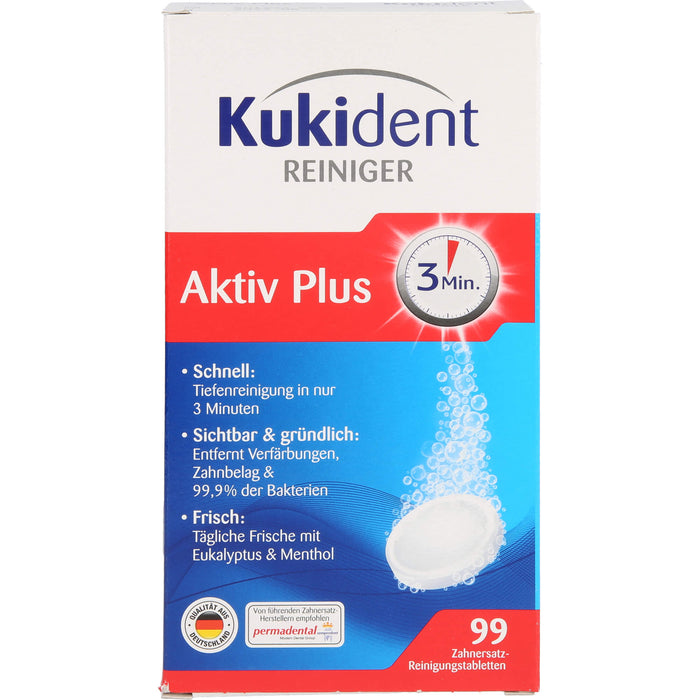 Kukident Aktiv Plus Zahnersatz-Reinigungstabletten, 99 pc Tablettes