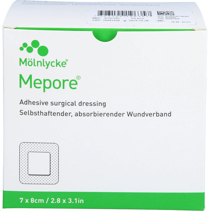 Mepore selbsthaftender, absorbierender Wundverband  7 x 8 cm, 55 pc Pansement