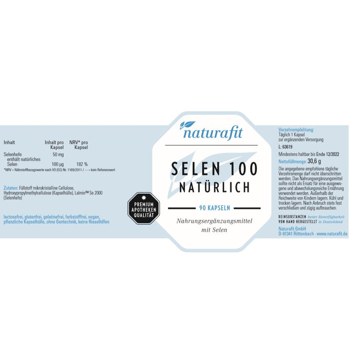 naturafit Selen 100 natürlich Kapseln, 90 pcs. Capsules