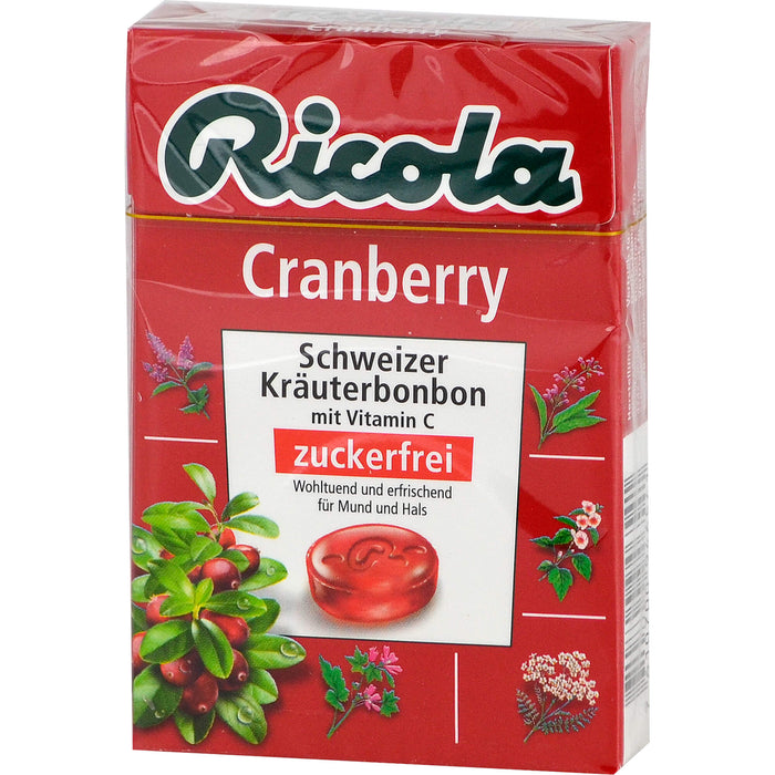 Ricola Schweizer Kräuterbonbons Box Cranberry ohne Zucker, 50 g Candies