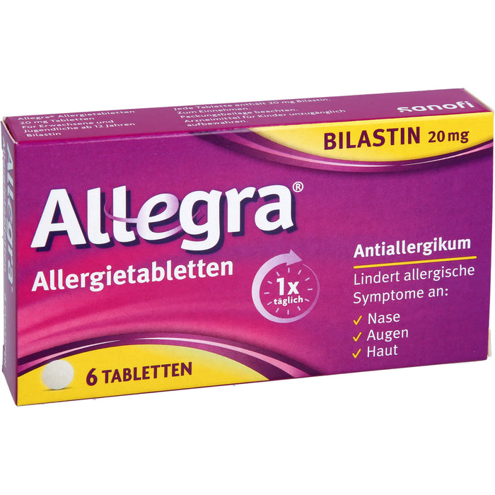 Allegra 20 mg Allergietabletten lindert allergische Symptome, 6 St. Tabletten